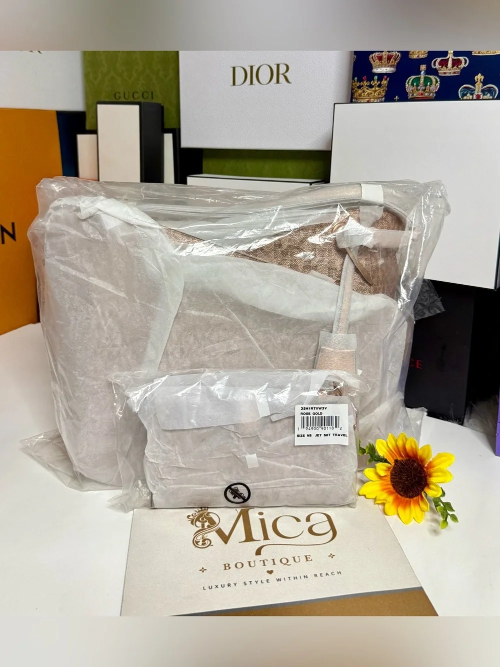 🆕MICHAEL KORS SETs Jet Set Large Chain Shoulder Tote Bag Rose Gold NWT💯Auth $750